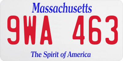 MA license plate 9WA463