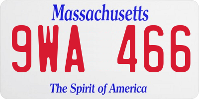 MA license plate 9WA466