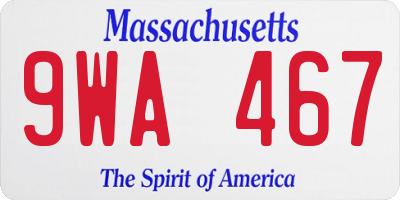 MA license plate 9WA467