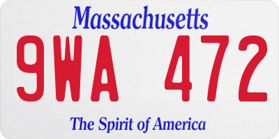 MA license plate 9WA472