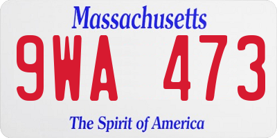 MA license plate 9WA473