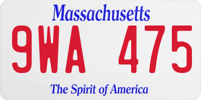 MA license plate 9WA475