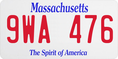 MA license plate 9WA476