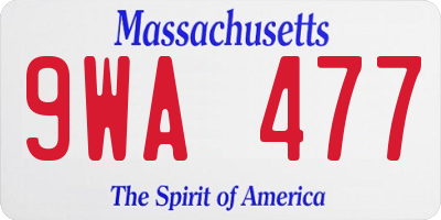 MA license plate 9WA477
