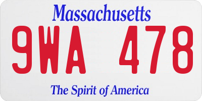 MA license plate 9WA478