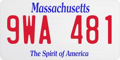 MA license plate 9WA481