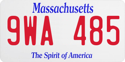 MA license plate 9WA485