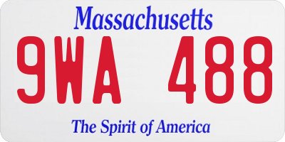 MA license plate 9WA488
