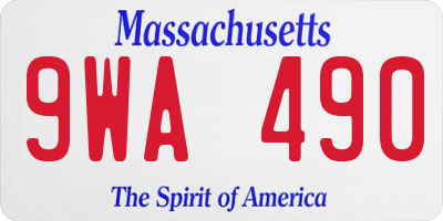 MA license plate 9WA490