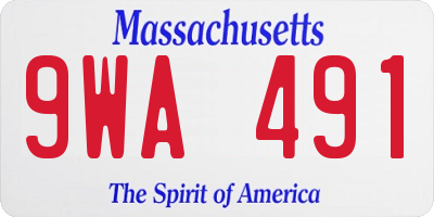 MA license plate 9WA491
