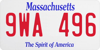 MA license plate 9WA496