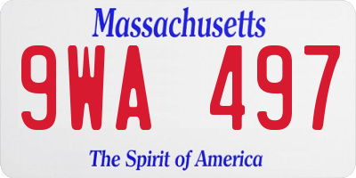MA license plate 9WA497