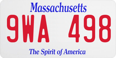 MA license plate 9WA498