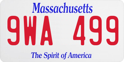 MA license plate 9WA499