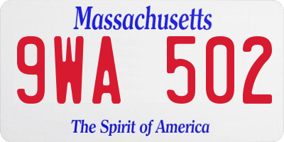 MA license plate 9WA502