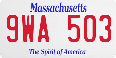 MA license plate 9WA503