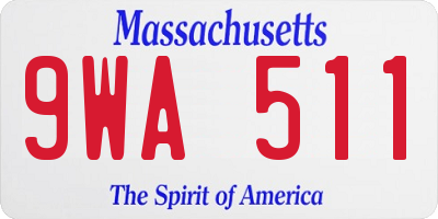 MA license plate 9WA511
