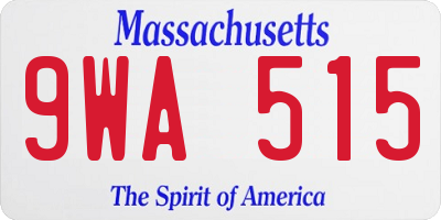 MA license plate 9WA515