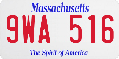 MA license plate 9WA516
