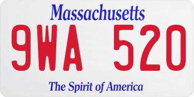 MA license plate 9WA520
