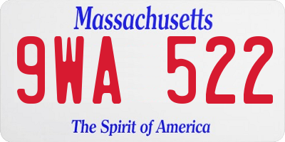 MA license plate 9WA522
