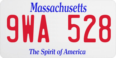 MA license plate 9WA528