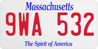 MA license plate 9WA532