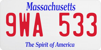 MA license plate 9WA533