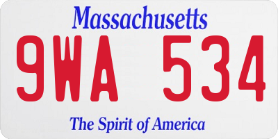 MA license plate 9WA534
