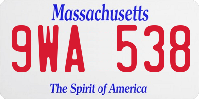 MA license plate 9WA538