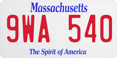 MA license plate 9WA540