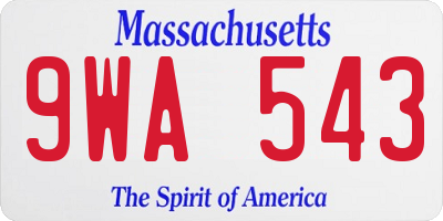 MA license plate 9WA543