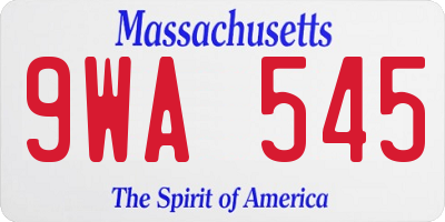 MA license plate 9WA545