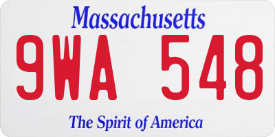 MA license plate 9WA548