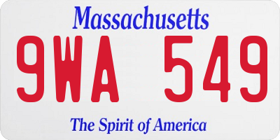 MA license plate 9WA549
