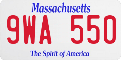 MA license plate 9WA550