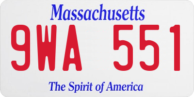 MA license plate 9WA551