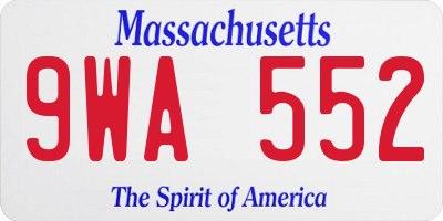 MA license plate 9WA552