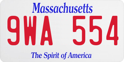 MA license plate 9WA554
