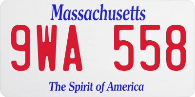 MA license plate 9WA558