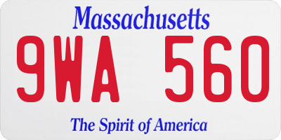 MA license plate 9WA560