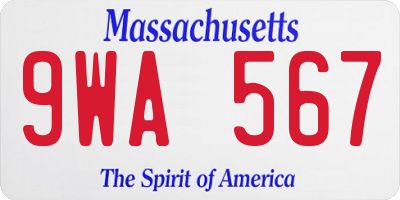 MA license plate 9WA567