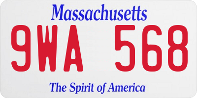 MA license plate 9WA568