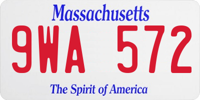 MA license plate 9WA572
