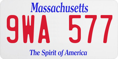 MA license plate 9WA577