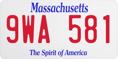 MA license plate 9WA581