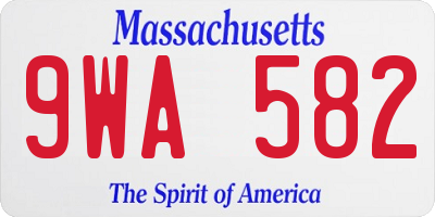 MA license plate 9WA582