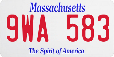 MA license plate 9WA583
