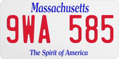 MA license plate 9WA585
