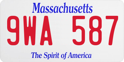 MA license plate 9WA587